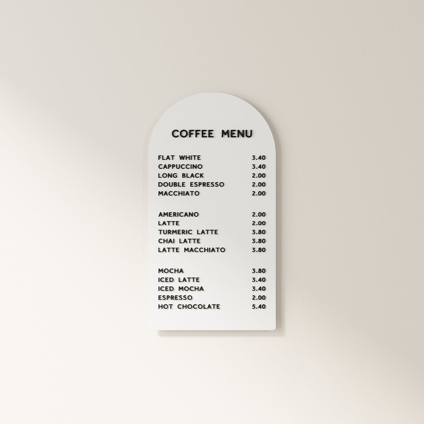 menu display, coffee menu, menu board, letter board, menu display