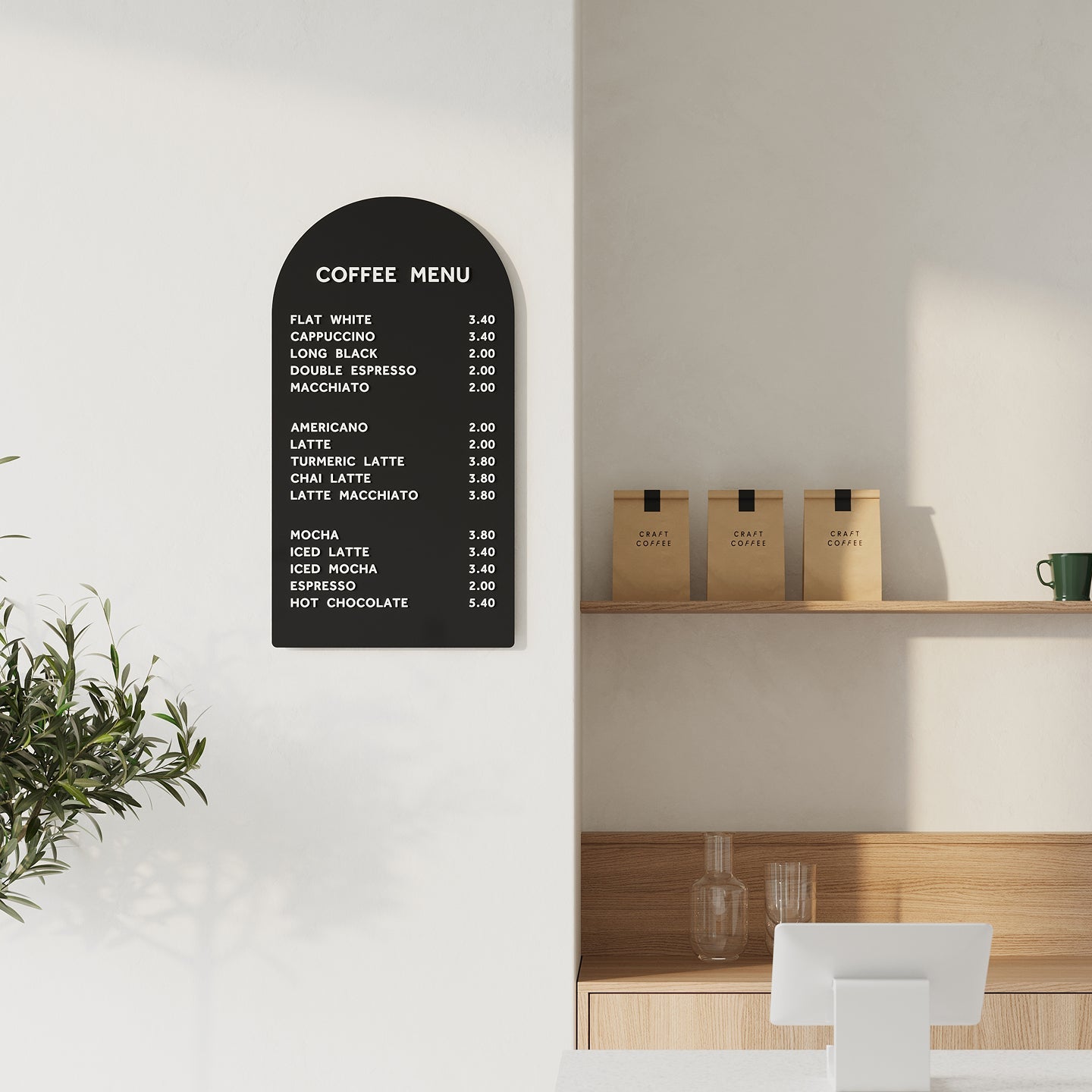 menu display, coffee menu, menu board, letter board, menu display