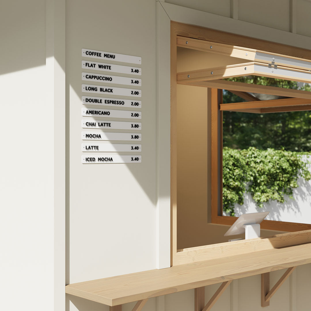 cafe menu board, coffee menu, menu board, letter board, menu display